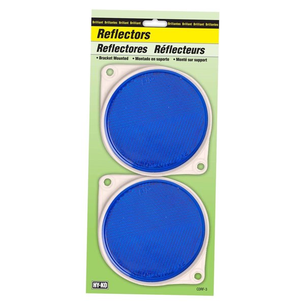 Hy-Ko 3.25In Carded Blue Reflector, 12PK A10622